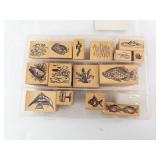 Sea Life Rubber Stamps on Wood Blocks - Assorted Marine Life Designs