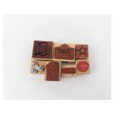 Queen-Themed Rubber Stamps on Wood Blocks - 7-Piece Set