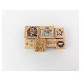 Queen-Themed Rubber Stamps on Wood Blocks - 7-Piece Set