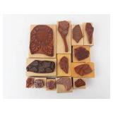 Botanical Rubber Stamp Blocks - Sunflower, Rose, Fern, Ivy on Wood Mounts