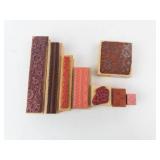 Assorted Rubber Stamp Set on Wood Blocks - Floral, Lace, Stars & Dots