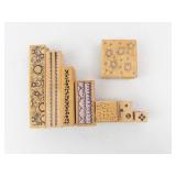 Assorted Rubber Stamp Set on Wood Blocks - Floral, Lace, Stars & Dots