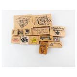 Wooden Rubber Stamp Set on Blocks - Graduation & Inspirational Quotes