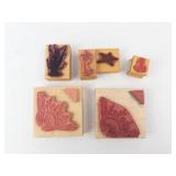 Nautical Rubber Stamp Set - Seaweed, Palm, Starfish, Anchor, Shell Motifs (Lot of 6)