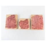 Vintage Rubber Stamp Blocks - Wood Mounted Kids by Pond Scenes (Lot of 3)
