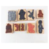 Vintage Rubber Stamp Lot - Cartoon Characters on Wood Blocks