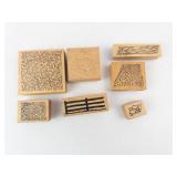 Rubber Texture Stamp Set - Pattern Blocks (Lot of 7)