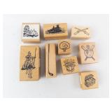Vintage Wood Block Rubber Stamps - 9 Designs