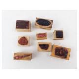 Wooden Rubber Stamps - Hand-Stamped Craft Designs (Set of 8)