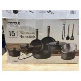 Carote 15 Piece Titanium Nonstick Cookware Set