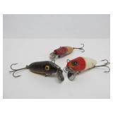 Lot of Vintage Mostly Wooden Fishing Lures & 2 Reels