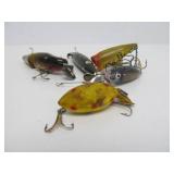 Lot of Vintage Mostly Wooden Fishing Lures & 2 Reels