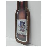 Large Vintage MILLER LIGHT Beer Advertising Bottle Mirror Sign