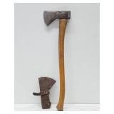 Very Cool Old Vintage COLLINS Axe w/Original Collins Hickory Handle & Head Cover