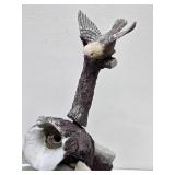 Large Working Birdbath Log Fountain - 29"