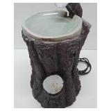 Large Working Birdbath Log Fountain - 29"