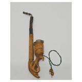 Vintage Hand Carved German Black Forest Wood Smoking Pipe w/Stag or Elk