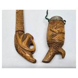 Vintage Hand Carved German Black Forest Wood Smoking Pipe w/Stag or Elk