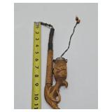 Vintage Hand Carved German Black Forest Wood Smoking Pipe w/Stag or Elk