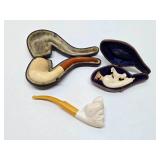 3 Antique Meerschaum Smoking Pipes