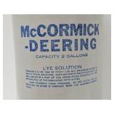 Old Vintage MCCORMICK DEERING Stoneware Lye Crock or Container w/Original Lid