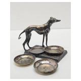 Signed Antique Chrome Whippet Dog Tray