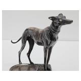 Signed Antique Chrome Whippet Dog Tray