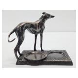 Signed Antique Chrome Whippet Dog Tray