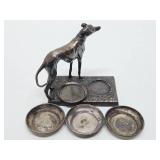 Signed Antique Chrome Whippet Dog Tray