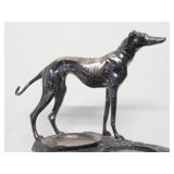 Signed Antique Chrome Whippet Dog Tray
