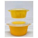2 Vintage PYREX Sunflower Baking Dishes w/Lids