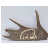 Genuine Moose Antler w/Bear Carving