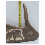 Genuine Moose Antler w/Bear Carving