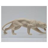 Very Cool Vintage Alabaster or Cast Resin White Panther Sculpture