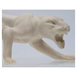 Very Cool Vintage Alabaster or Cast Resin White Panther Sculpture