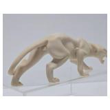 Very Cool Vintage Alabaster or Cast Resin White Panther Sculpture