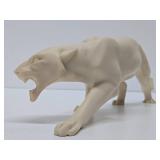 Very Cool Vintage Alabaster or Cast Resin White Panther Sculpture