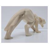 Very Cool Vintage Alabaster or Cast Resin White Panther Sculpture