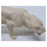 Very Cool Vintage Alabaster or Cast Resin White Panther Sculpture