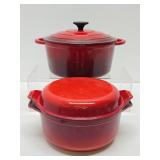 2 Cast Iron Enamel Dutch Ovens - Made in France