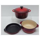 2 Cast Iron Enamel Dutch Ovens - Made in France