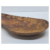 Excellent Vintage Burled Wood Long Centerpiece Bowl
