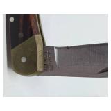 2 Old Vintage SCHRADE Larger Size Folding Knives w/Leather Cases