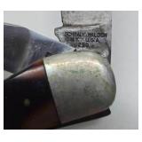 2 Old Vintage SCHRADE Larger Size Folding Knives w/Leather Cases