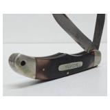 2 Old Vintage SCHRADE Larger Size Folding Knives w/Leather Cases