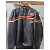 Great Condition Interstate Leather Motorcycle Jacket w/Eagle - Size Large