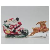 Old Vintage Santa Claus w/Reindeer Blowmold