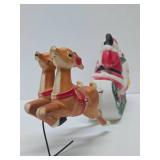 Old Vintage Santa Claus w/Reindeer Blowmold