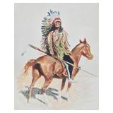 Nicely Framed Old Vintage Frederic Remington Print - "A Sioux Chief"