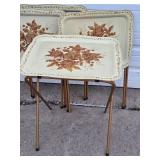 Nice Set of 4 Mid Century Metal Toleware TV Trays w/Stands